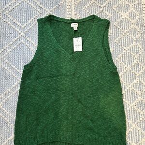 J. Crew Kelly Green V-Neck Knit Sleeveless Top